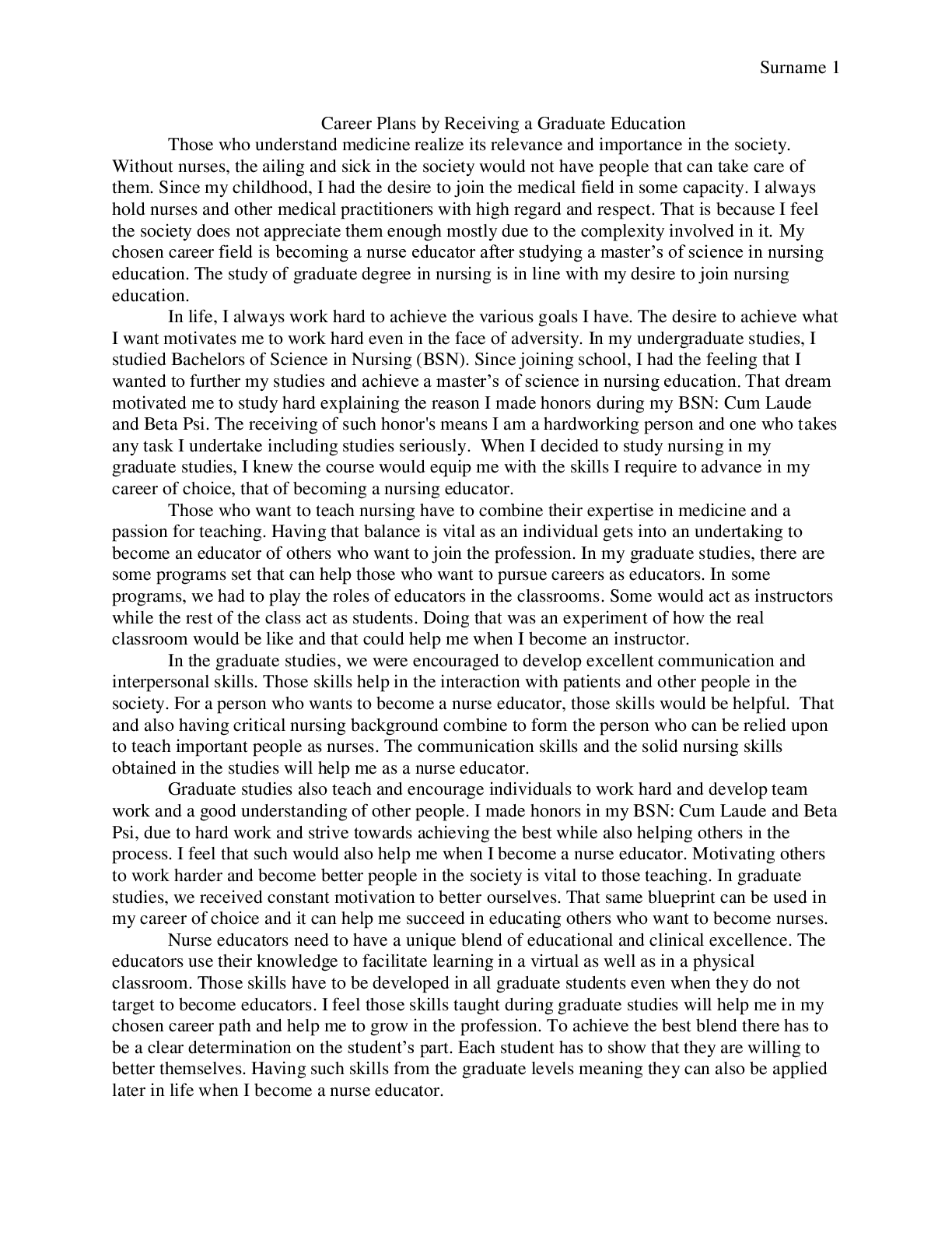 Preview image for Career Plans by Receiving a Graduate Education in Nursing